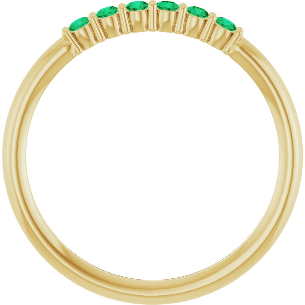 14K Yellow Natural Emerald Stackable Ring