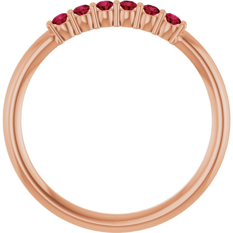 14K Rose Gold Natural Ruby Stackable Ring