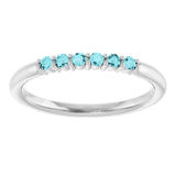 14K White Natural Blue Zircon Stackable Ring