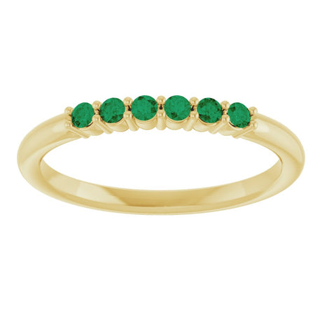 14K Yellow Gold Natural Emerald Stackable Ring