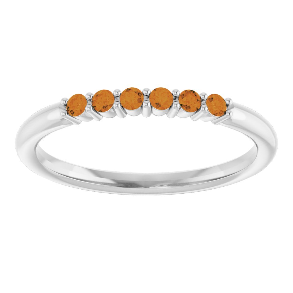 14K White Natural Citrine Stackable Ring