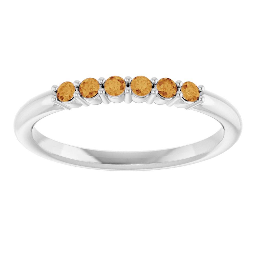 14K White Gold Natural Citrine Stackable Ring