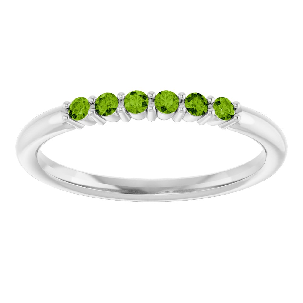 14K White Natural Peridot Stackable Ring