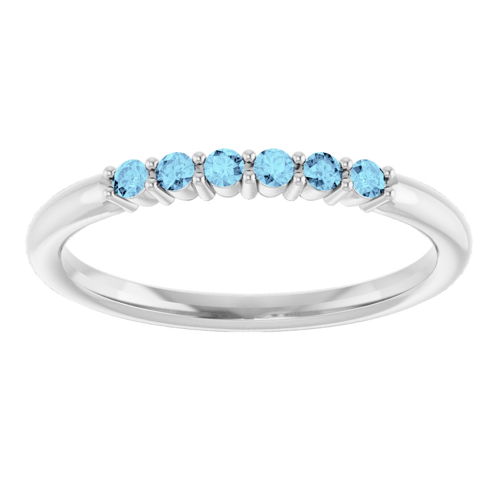 14K White Natural Aquamarine Stackable Ring