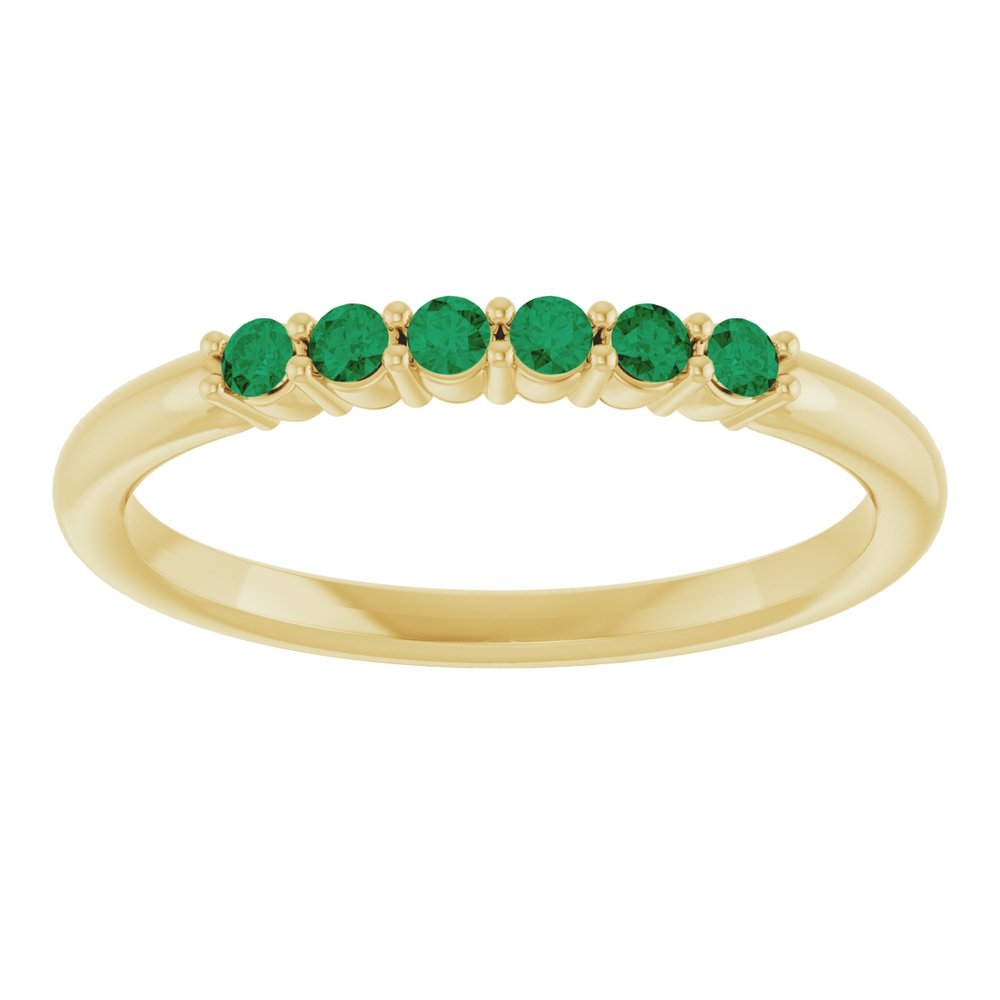 14K Yellow Gold Natural Emerald Stackable Ring