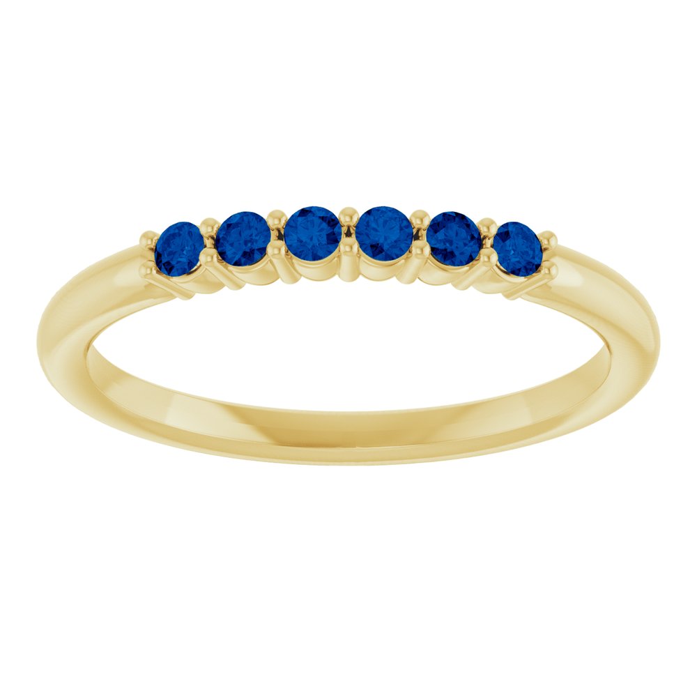 14K Yellow Natural Blue Sapphire Stackable Ring