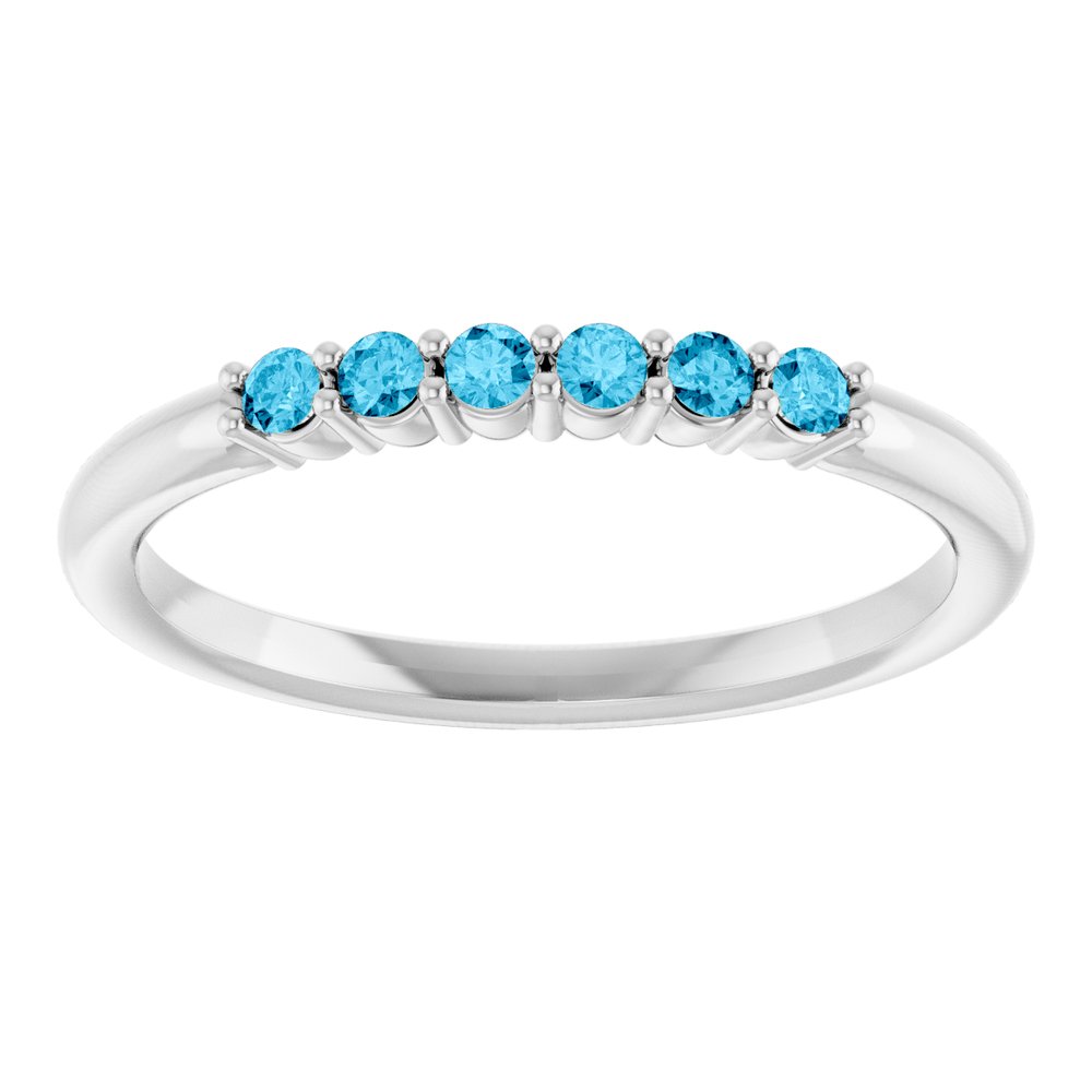 14K White Gold Natural Aquamarine Stackable Ring