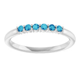 14K White Natural Blue Zircon Stackable Ring