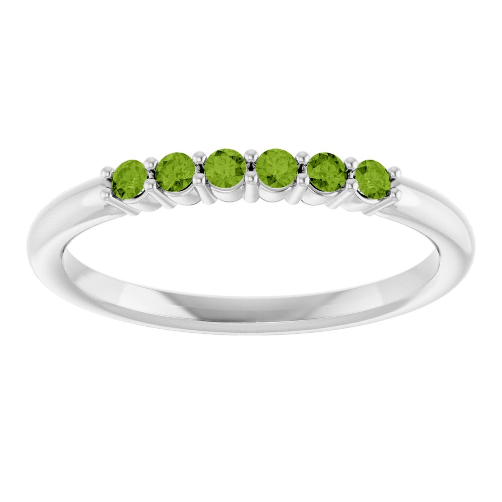 14K White Natural Peridot Stackable Ring
