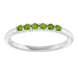 14K White Natural Peridot Stackable Ring