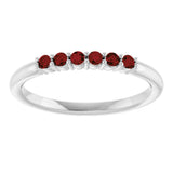 14K White Gold Natural Mozambique Garnet Stackable Ring