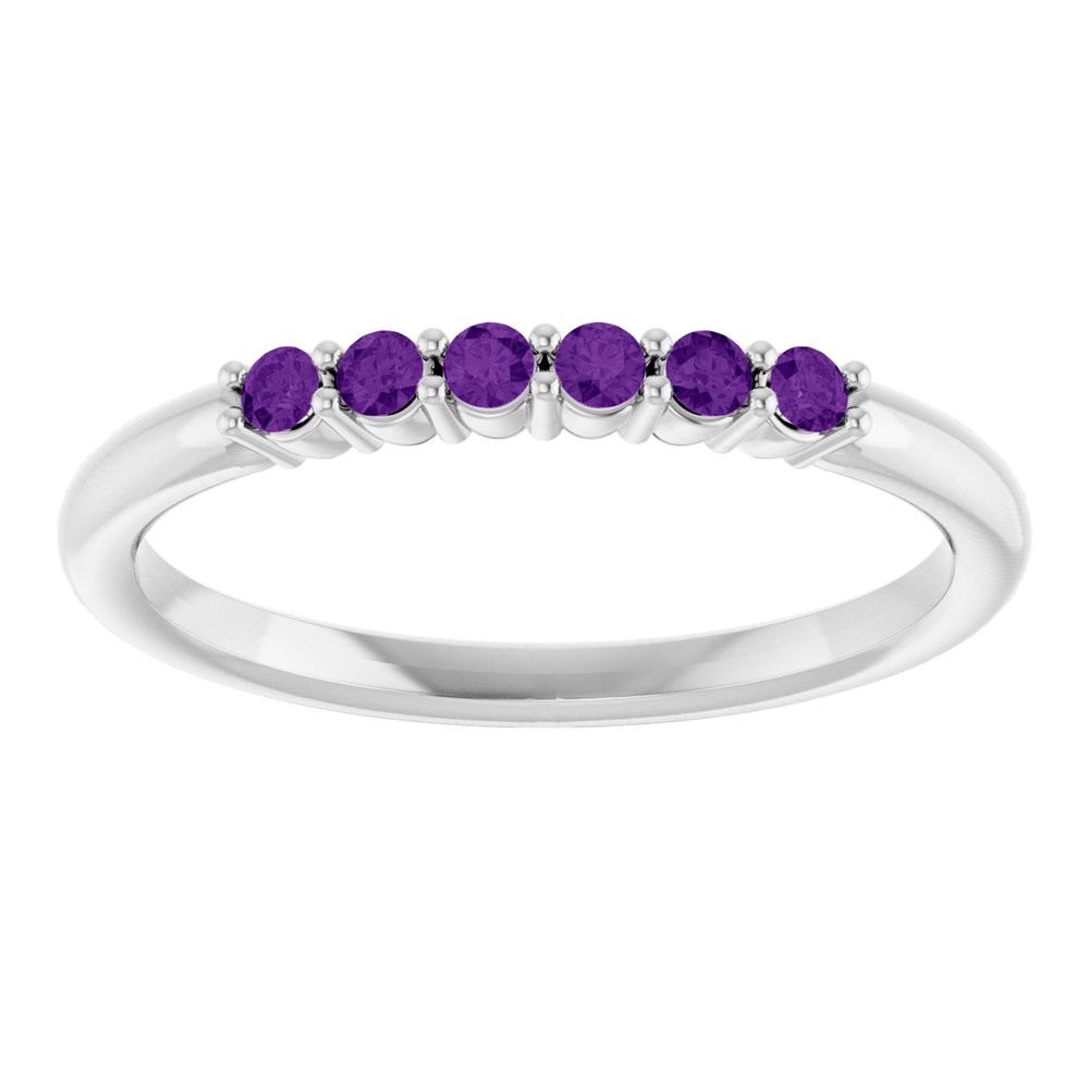 14K White Gold Natural Amethyst Stackable Ring  