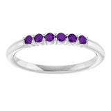 14K White Gold Natural Amethyst Stackable Ring  