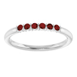 14K White Natural Mozambique Garnet Stackable Ring