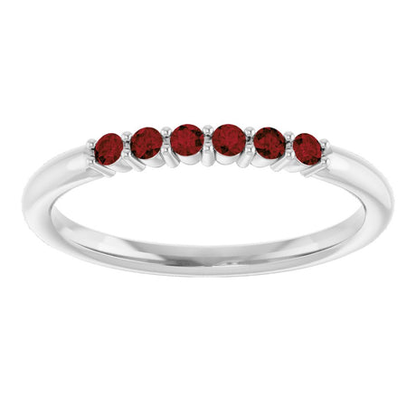 14K White Natural Mozambique Garnet Stackable Ring