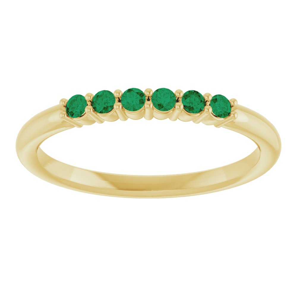 14K Yellow Natural Emerald Stackable Ring