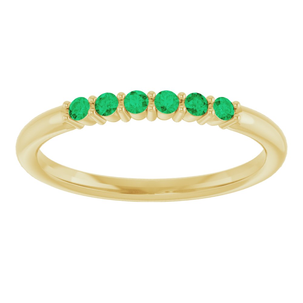 14K Yellow Natural Emerald Stackable Ring