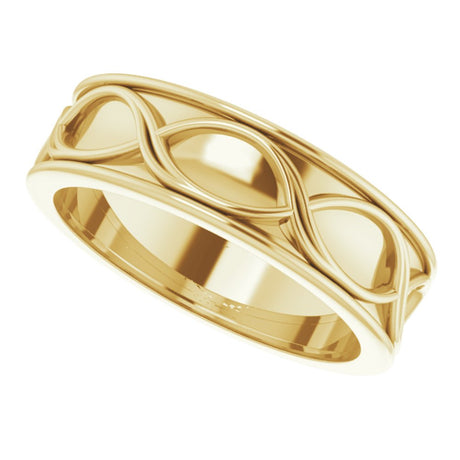 10K Yellow Gold 6.4 mm Infinity-Inspired Flat Band Size 9