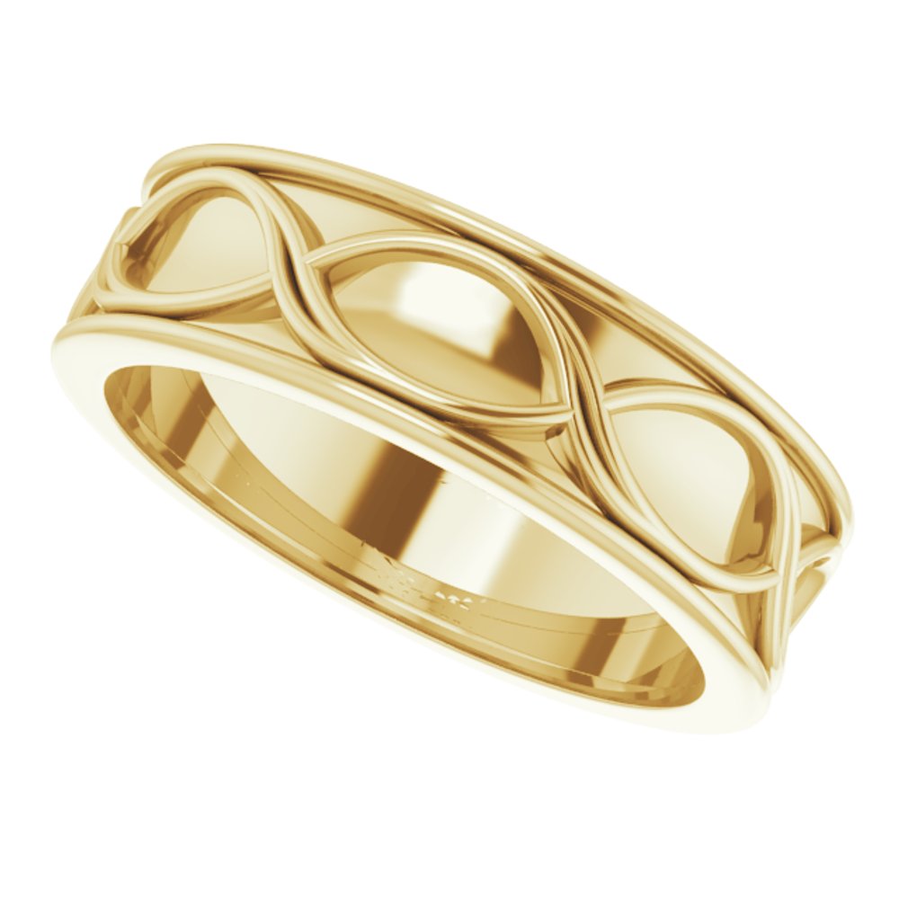 10K Yellow Gold 6.4 mm Infinity-Inspired Flat Band Size 9