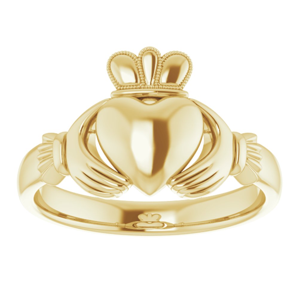 14K Yellow 7.5 mm Claddagh Ring Size 7