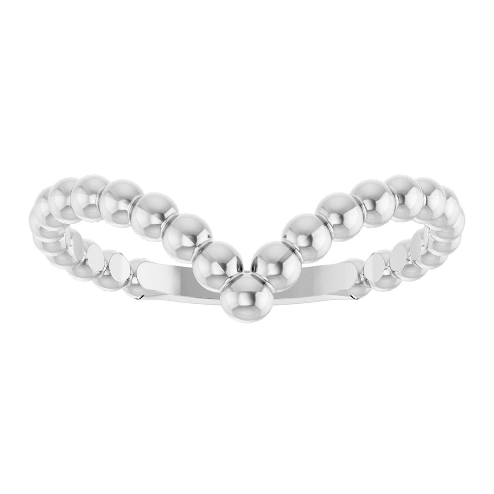 Sterling Silver Beaded Stackable V Ring