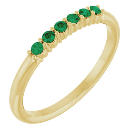 14K Yellow Gold Natural Emerald Stackable Ring