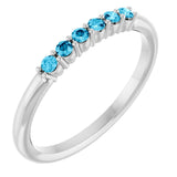 14K White Gold Natural Aquamarine Stackable Ring