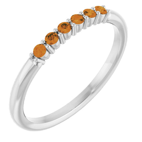 14K White Natural Citrine Stackable Ring