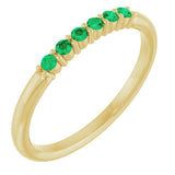 14K Yellow Natural Emerald Stackable Ring