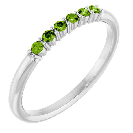 14K White Natural Peridot Stackable Ring