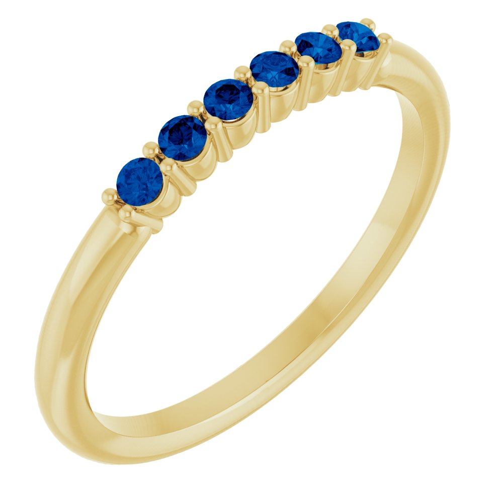 14K Yellow Natural Blue Sapphire Stackable Ring