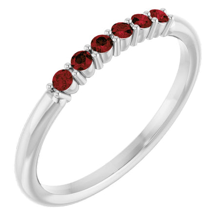 14K White Natural Mozambique Garnet Stackable Ring