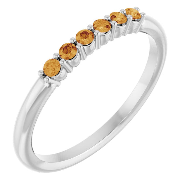 14K White Gold Natural Citrine Stackable Ring