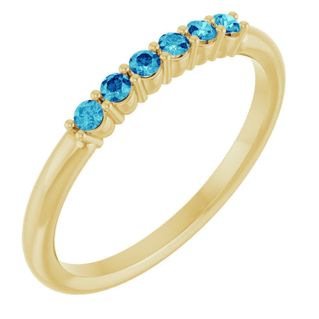 14K Yellow Gold Natural Blue Zircon Stackable Ring