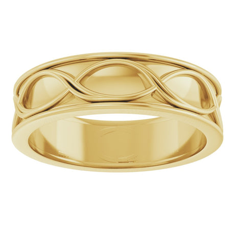 14K Yellow Gold 6.4 mm Infinity-Inspired Flat Band Size 10