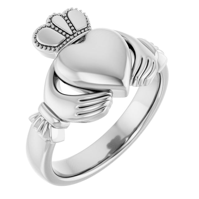 Sterling Silver 8.5 mm Claddagh Band Size 6