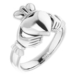 14K White 8.5 mm Claddagh Band Size 6