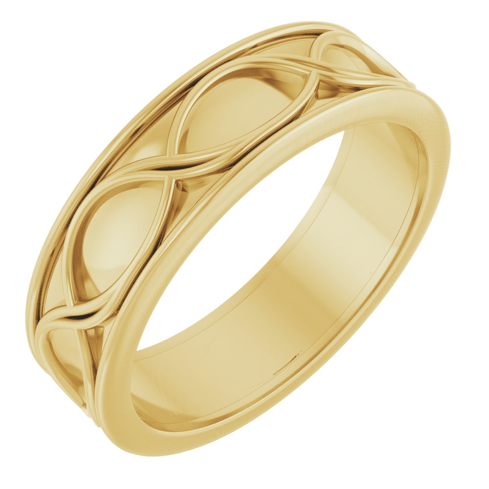 14K Yellow Gold 6.4 mm Infinity-Inspired Flat Band Size 10