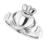 14K White 8.5 mm Claddagh Ring Size 7