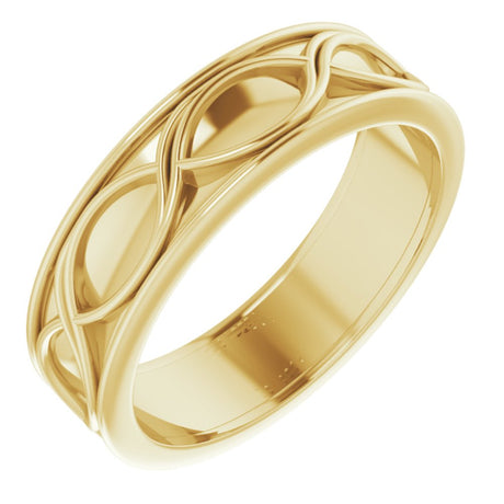 14K Yellow Gold 6.4 mm Infinity-Inspired Flat Band Size 10.5