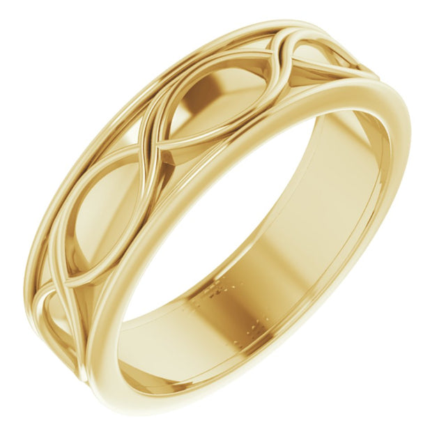 14K Yellow Gold 6.4 mm Infinity-Inspired Flat Band Size 10.5
