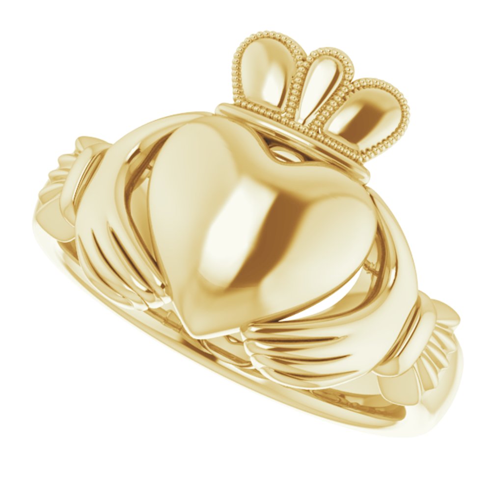 14K Yellow 10.5 mm Claddagh Ring Size 7