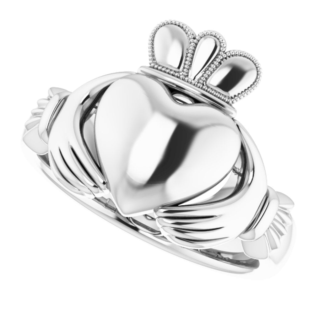 Sterling Silver 10.5 mm Claddagh Band Size 11