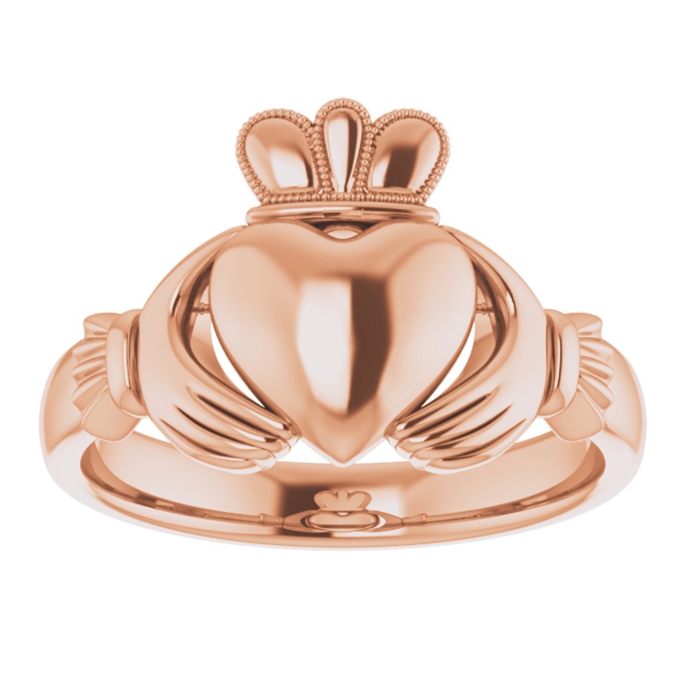 14K Rose 8.5 mm Claddagh Ring Size 6