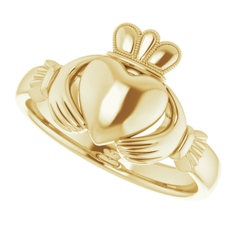 14K Yellow 7.5 mm Claddagh Ring Size 7