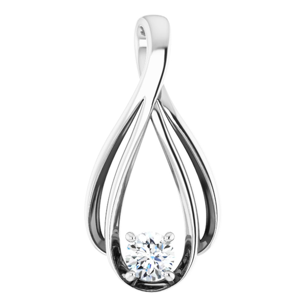 14K White 1/4 CTW Lab-Grown Diamond Teardrop Pendant