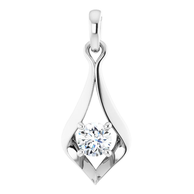 14K White 1/4 CTW Lab-Grown Diamond Pendant