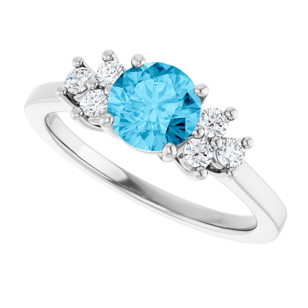 Sterling Silver Natural Aquamarine & 1/6 CTW Lab-Grown Diamond Ring