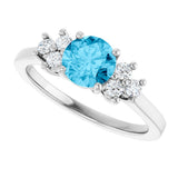 Sterling Silver Natural Aquamarine & 1/6 CTW Lab-Grown Diamond Ring