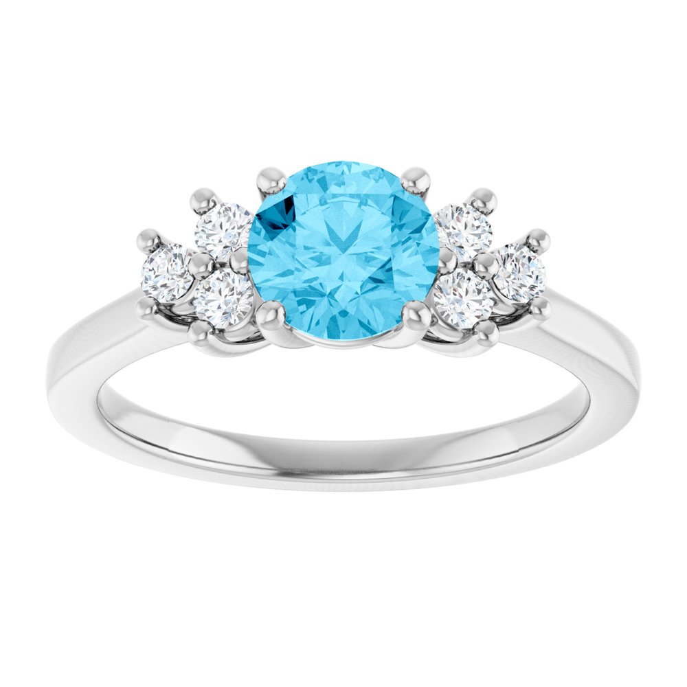 Sterling Silver Natural Aquamarine & 1/6 CTW Lab-Grown Diamond Ring